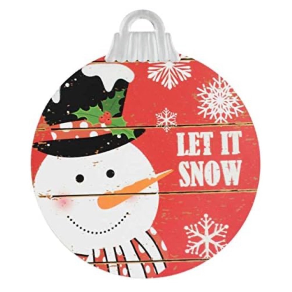 Greenbrier International Christmas Snowman Let It Snow Ornament Wall Sign